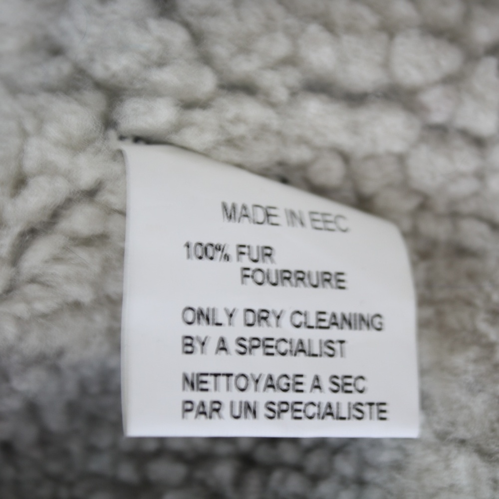 Vtg blue leather shearling patchwork fur vest - Picture 8 of 8